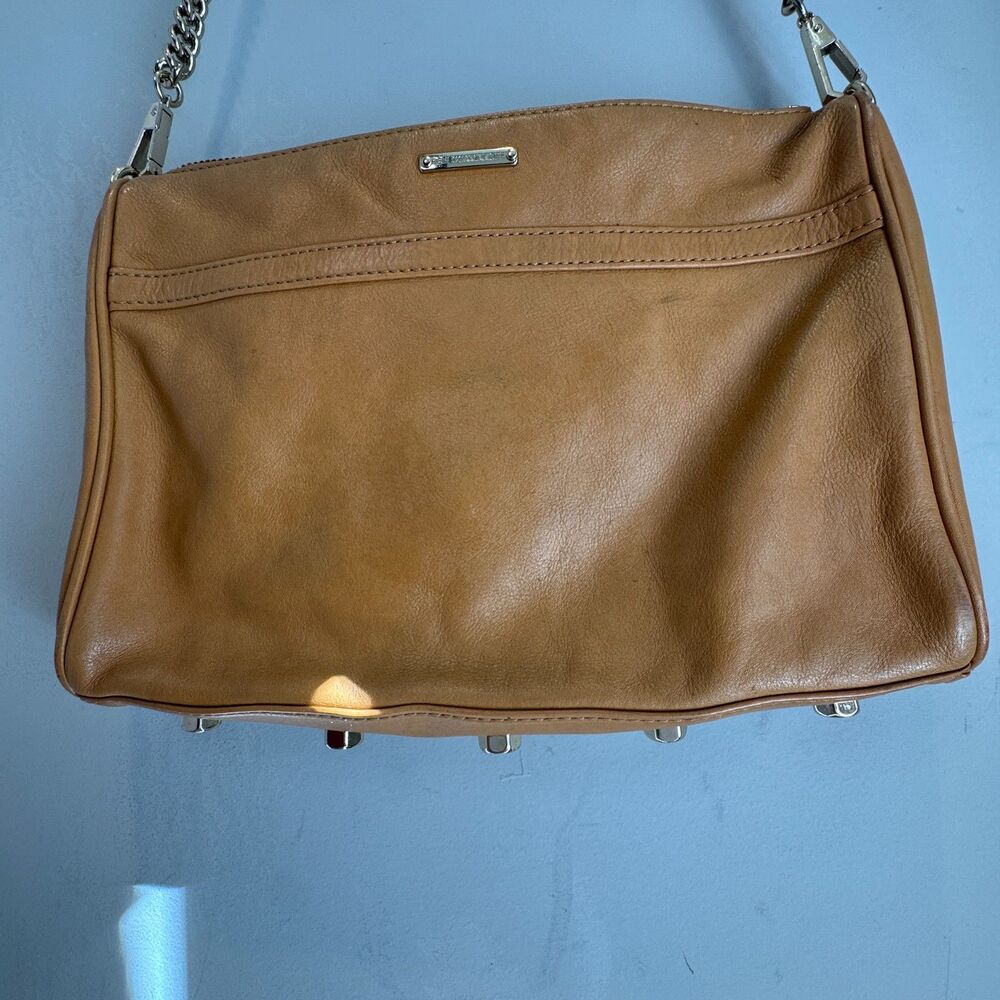 Rebecca Minkoff MAC Crossbody Bag Tan Leather Studded Chain Strap - Picture 5 of 14